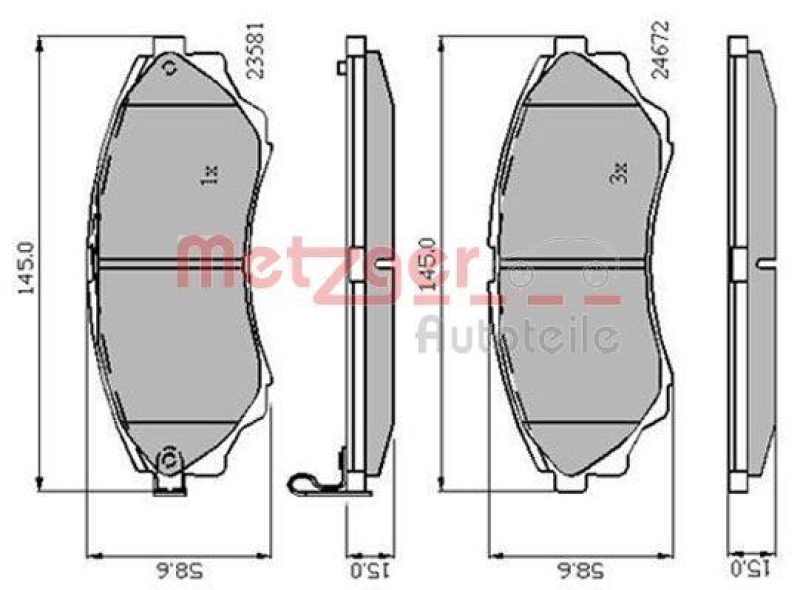 METZGER 1170876 Bremsbelagsatz, Scheibenbremse WVA 24 353