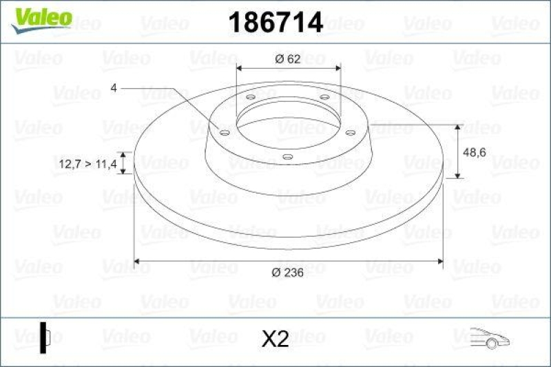 VALEO 186714 Bremsscheibe