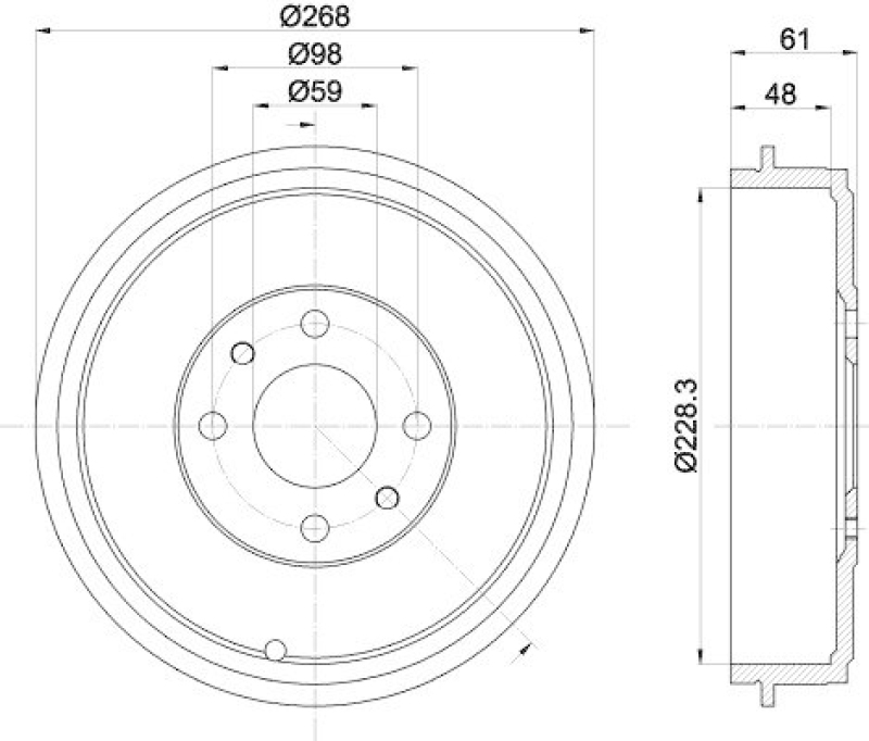 HELLA 8DT 355 301-091 Bremstrommel für P.S.A