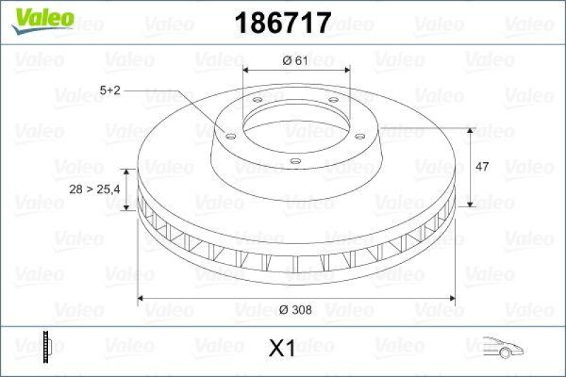 VALEO 186717 Bremsscheibe