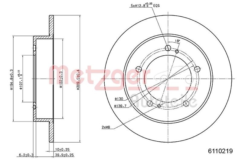 METZGER 6110219 Bremsscheibe Lack/Ks für SUZUKI VA