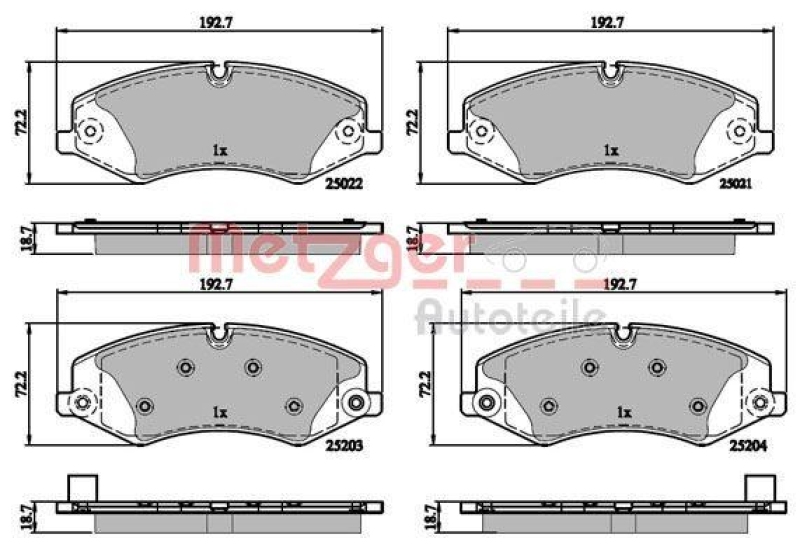 METZGER 1170879 Bremsbelagsatz, Scheibenbremse WVA 25 021