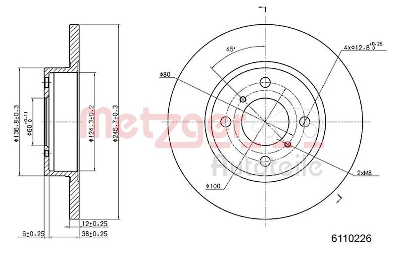 METZGER 6110226 Bremsscheibe Lack/Ks für OPEL/SUZUKI VA