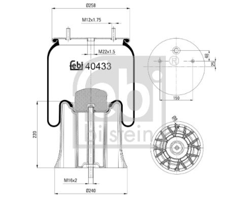 FEBI BILSTEIN 40433 Luftfederbalg mit Kunststoffkolben für Sauer