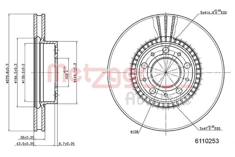 METZGER 6110253 Bremsscheibe Lack/Ks für VOLVO VA