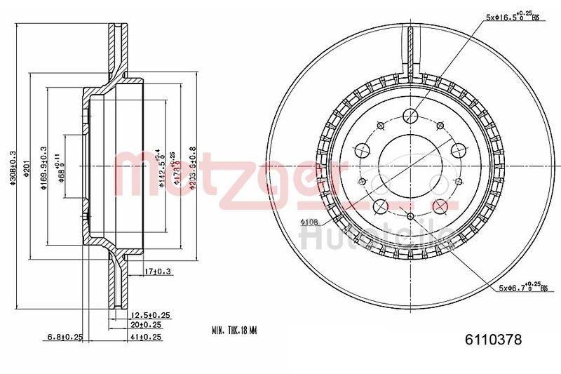 METZGER 6110378 Bremsscheibe Lack/Ks/Ms f&uuml;r VOLVO HA