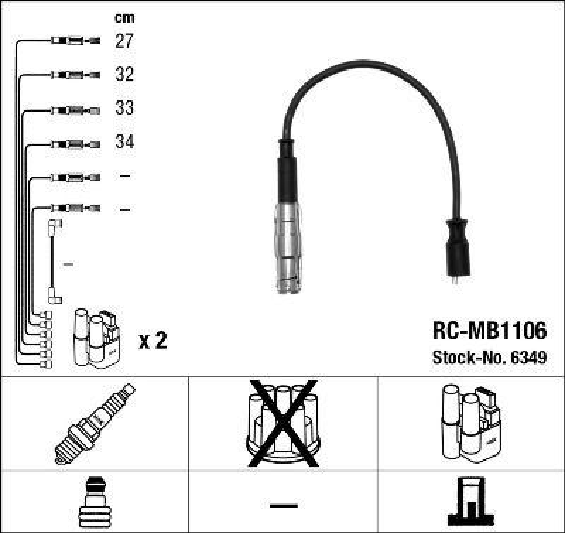 NGK 6349 Zündleitungssatz RC-MB1106 |Zündkabel