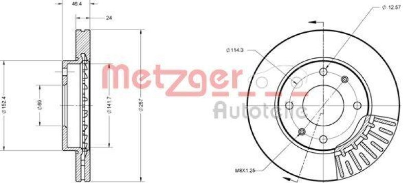 METZGER 6110433 Bremsscheibe