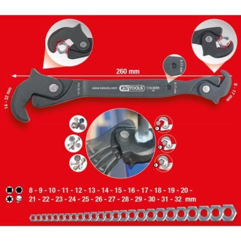 KS TOOLS 114.0055 Einhand-Multifunktions-Schlüssel