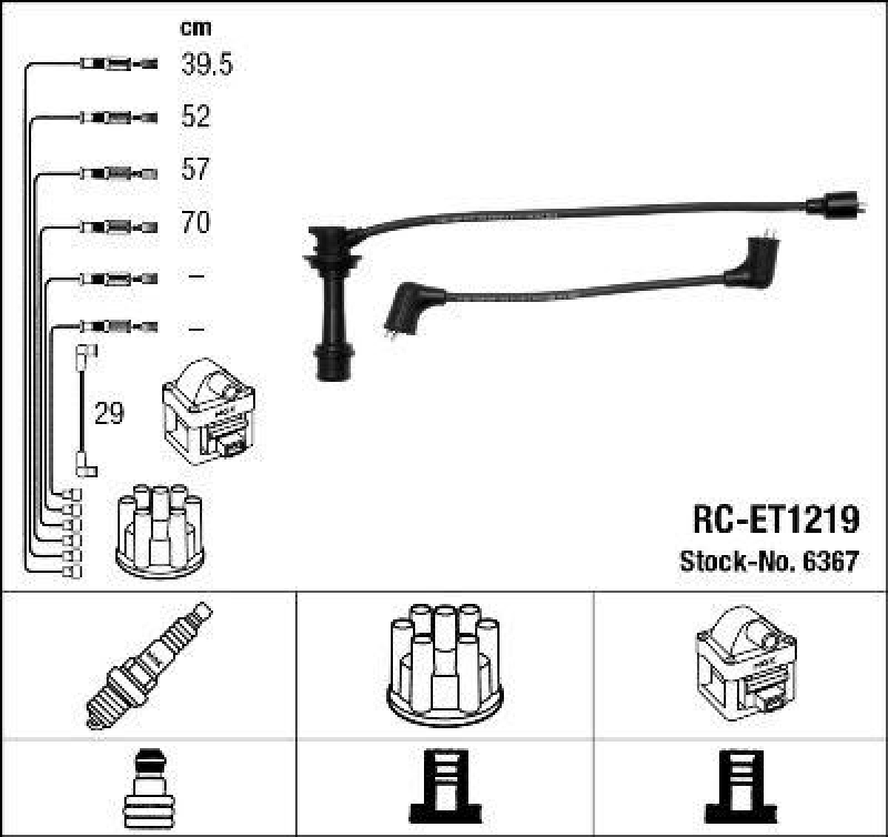 NGK 6367 Zündleitungssatz RC-ET1219 |Zündkabel