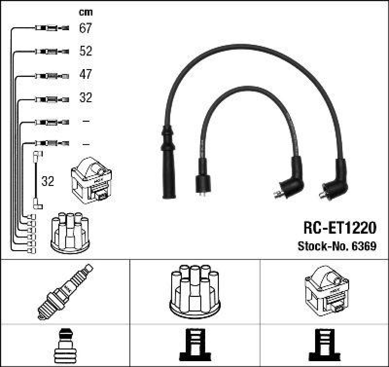 NGK 6369 Zündleitungssatz RC-ET1220 |Zündkabel