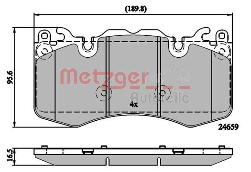 METZGER 1170890 Bremsbelagsatz, Scheibenbremse WVA 24 659