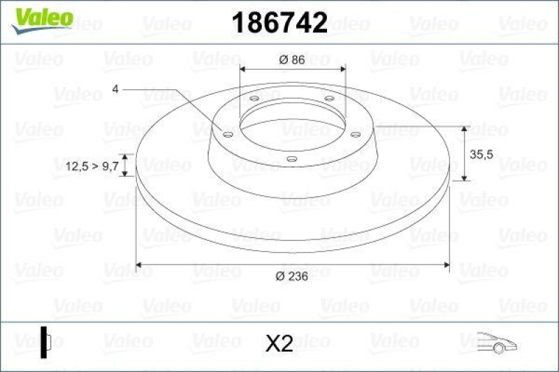 VALEO 186742 Bremsscheibe