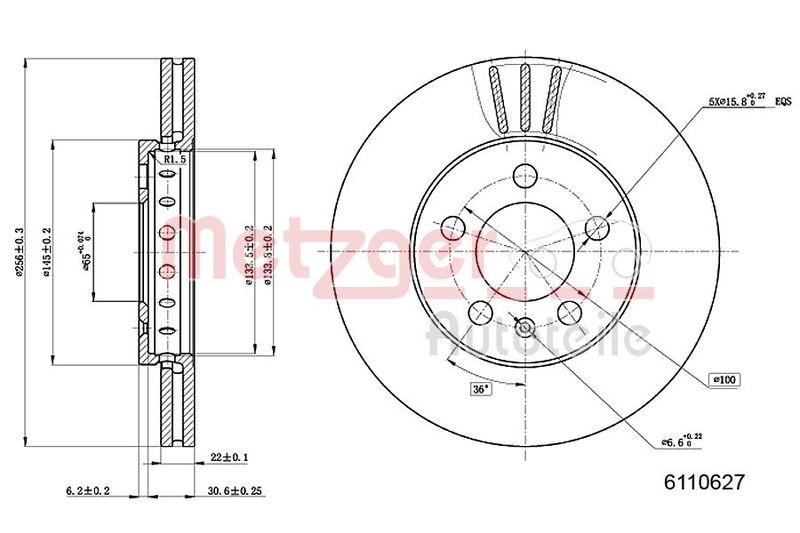 METZGER 6110627 Bremsscheibe Lack/Ks/Ms/Hc für SKODA/VW VA