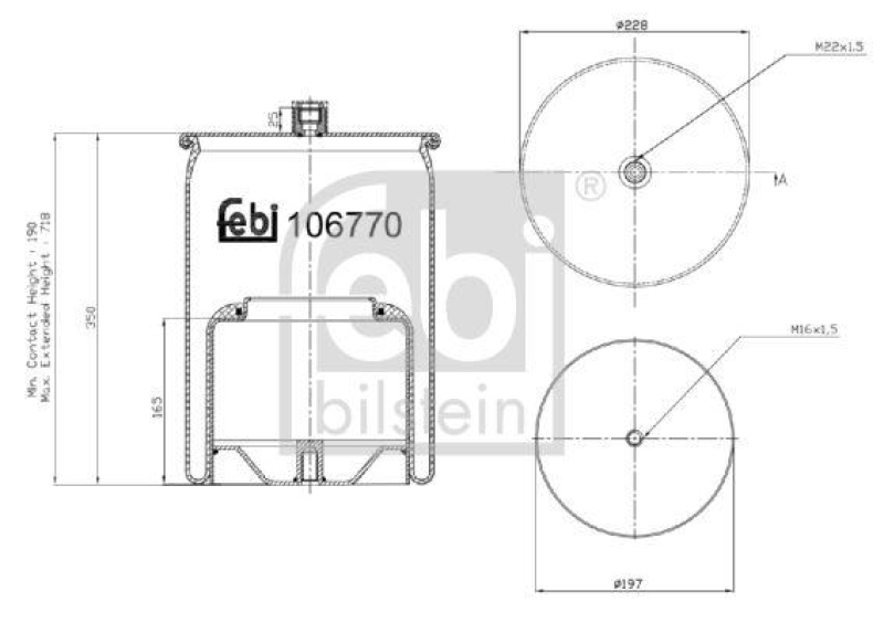 FEBI BILSTEIN 106770 Luftfederbalg mit Stahlkolben für Mercedes-Benz