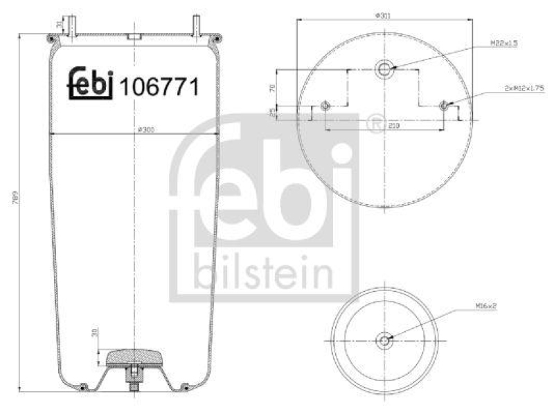 FEBI BILSTEIN 106771 Luftfederbalg ohne Kolben für Bergische Achsen