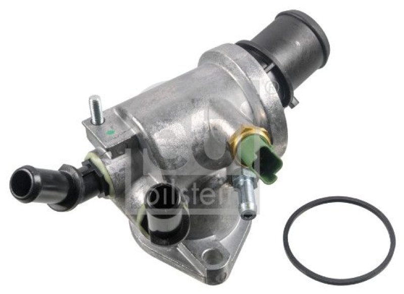 FEBI BILSTEIN 45540 Thermostat mit Thermostatgehäuse, Sensor und Dichtring für Fiat