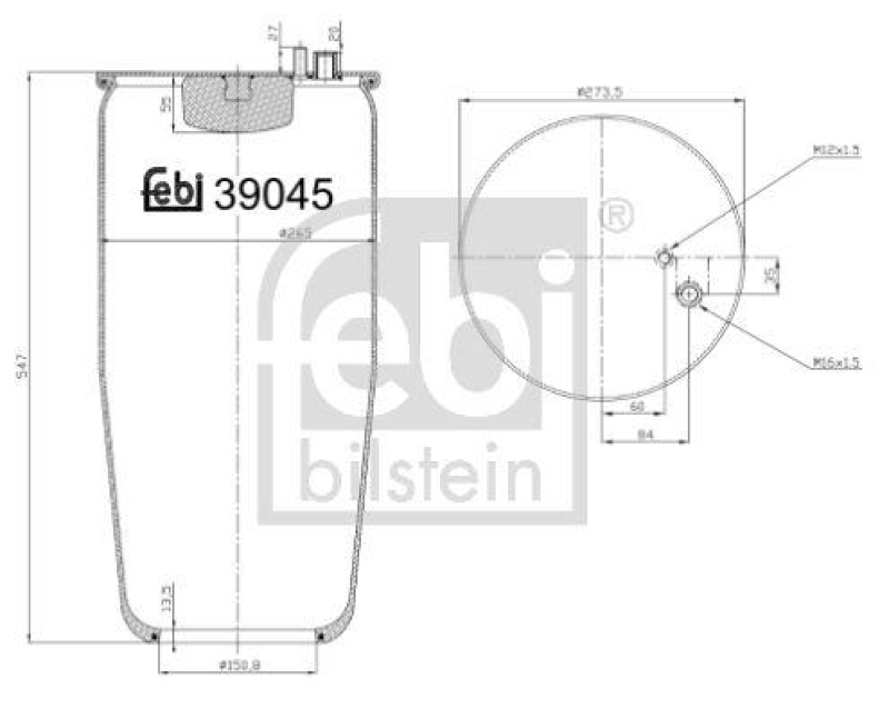 FEBI BILSTEIN 39045 Luftfederbalg ohne Kolben für M A N