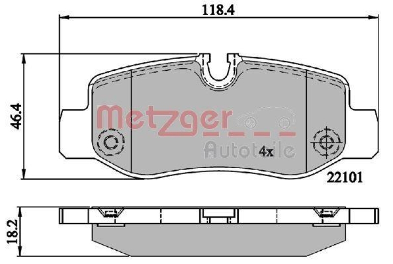 METZGER 1170894 Bremsbelagsatz, Scheibenbremse WVA 22 101