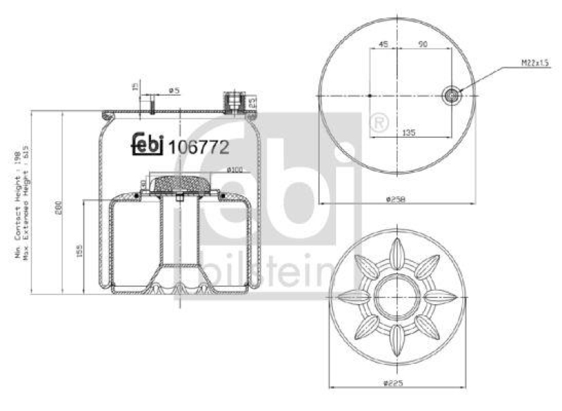 FEBI BILSTEIN 106772 Luftfederbalg mit Stahlkolben für Mercedes-Benz