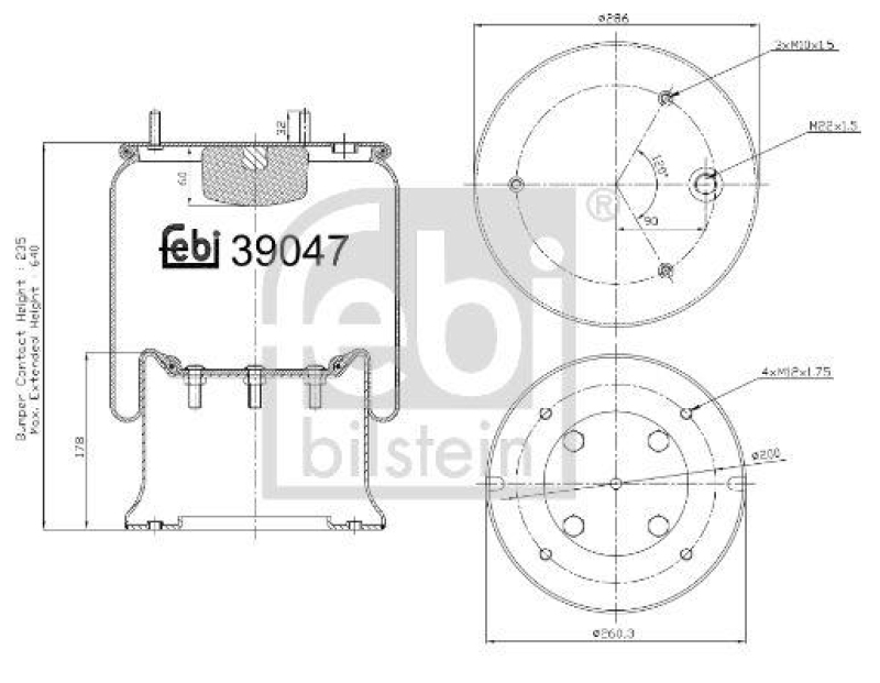 FEBI BILSTEIN 39047 Luftfederbalg mit Stahlkolben für DAF