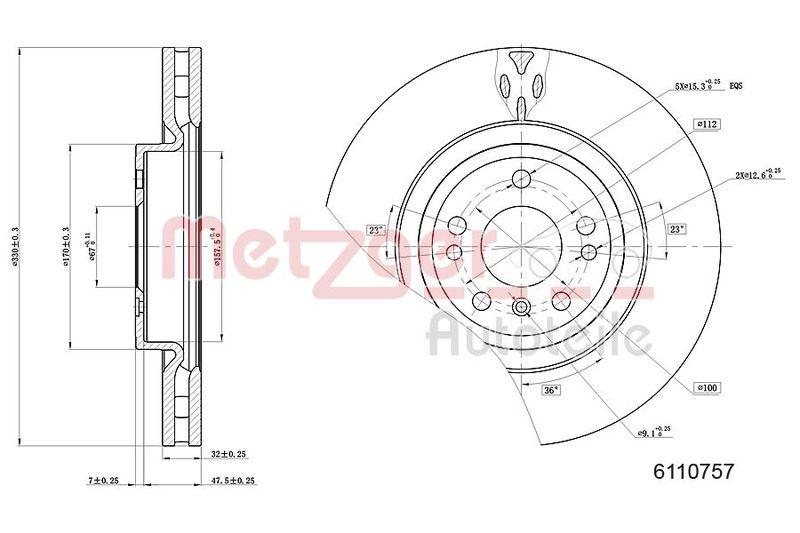 METZGER 6110757 Bremsscheibe Lack/Ks/Ms/Hc f&uuml;r MB VA