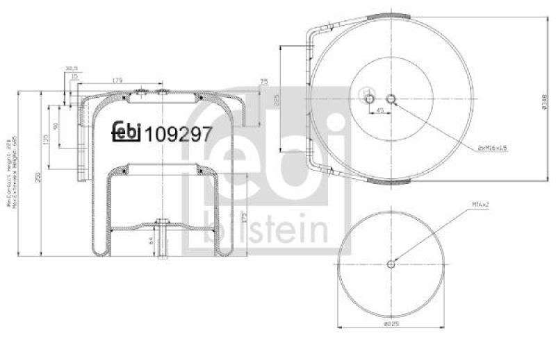 FEBI BILSTEIN 109297 Luftfederbalg mit Stahlkolben und Kolbenstange für Iveco