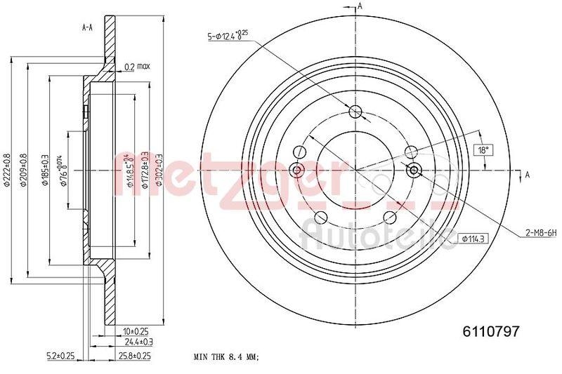 METZGER 6110797 Bremsscheibe Lack/Ks/Ms f&uuml;r HYUNDAI HA