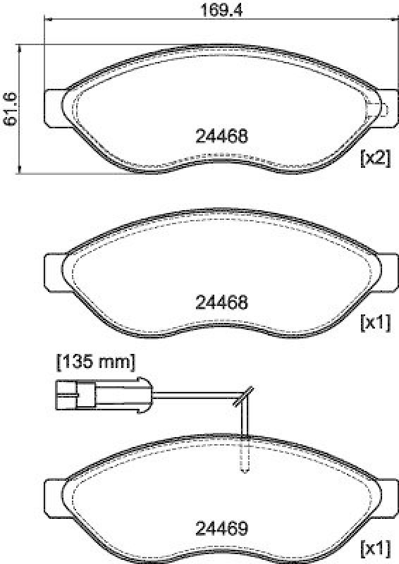 HELLA 8DB 355 044-451 Scheibenbremsbelagsatz