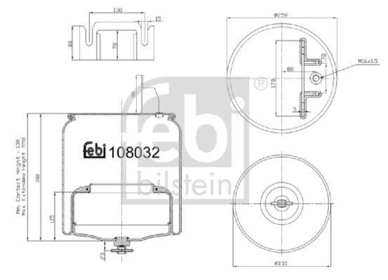 FEBI BILSTEIN 108032 Luftfederbalg mit Stahlkolben für Volvo