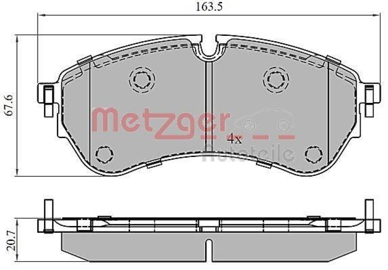 METZGER 1170906 Bremsbelagsatz, Scheibenbremse WVA 22 147