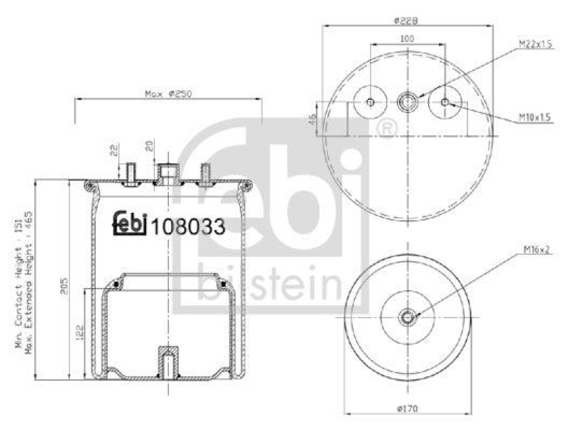 FEBI BILSTEIN 108033 Luftfederbalg mit Stahlkolben für DAF