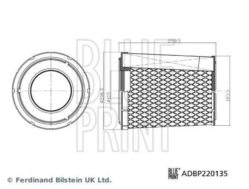 BLUE PRINT ADBP220135 Luftfilter für Isuzu