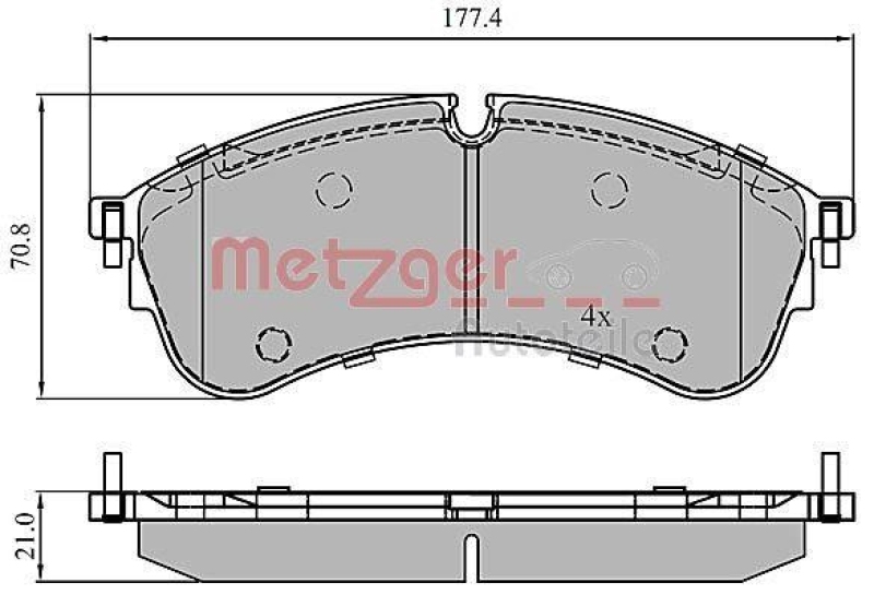 METZGER 1170907 Bremsbelagsatz, Scheibenbremse WVA 22 178