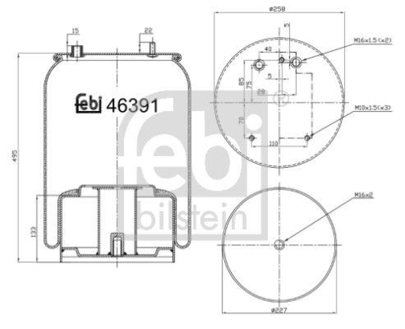 FEBI BILSTEIN 46391 Luftfederbalg mit Stahlkolben für DAF