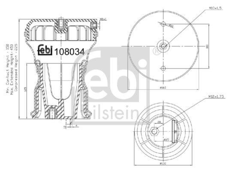 FEBI BILSTEIN 108034 Luftfederbalg mit Kunststoffkolben für IVECO (LCV)