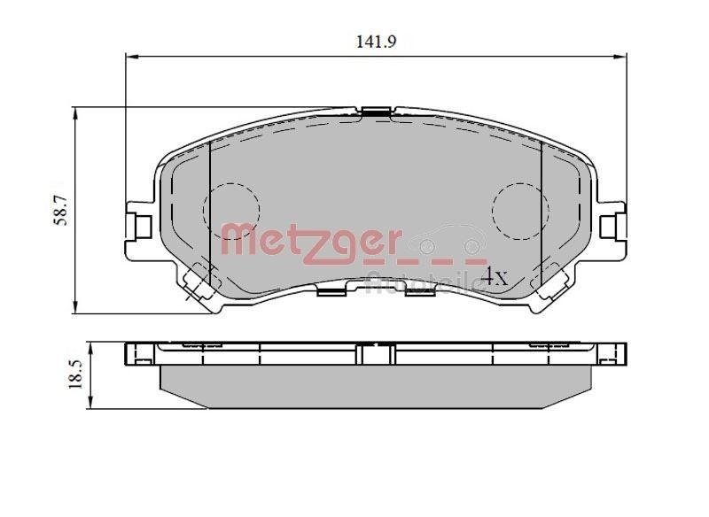 METZGER 1170908 Bremsbelagsatz, Scheibenbremse WVA 22 347