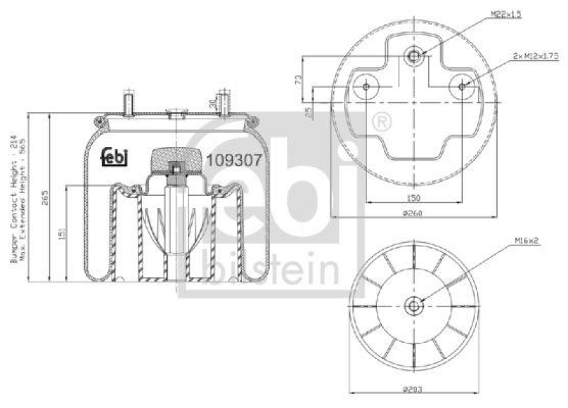 FEBI BILSTEIN 109307 Luftfederbalg mit Kunststoffkolben für Bergische Achsen