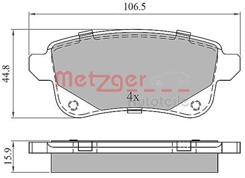 METZGER 1170909 Bremsbelagsatz, Scheibenbremse WVA 22 103