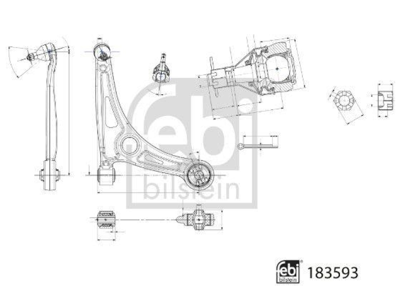 FEBI BILSTEIN 183593 Querlenker mit Lagern, Gelenk, Kronenmutter und Splint für HYUNDAI