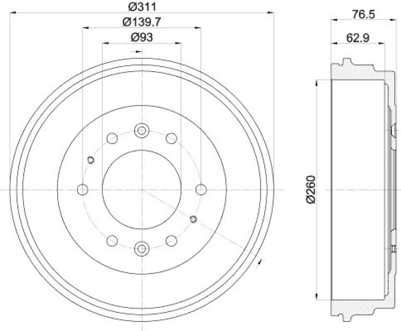 HELLA 8DT 355 301-841 Bremstrommel 61358