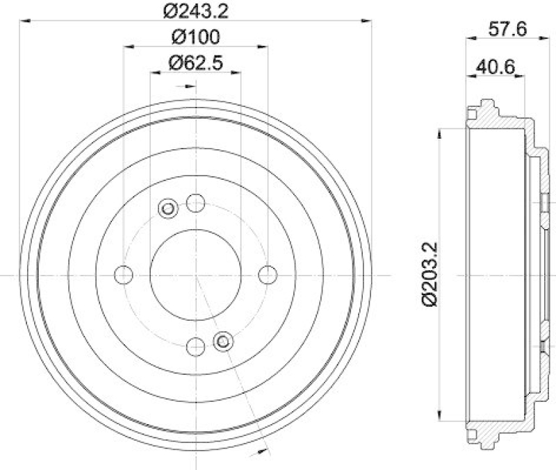 HELLA 8DT 355 301-881 Bremstrommel 61362