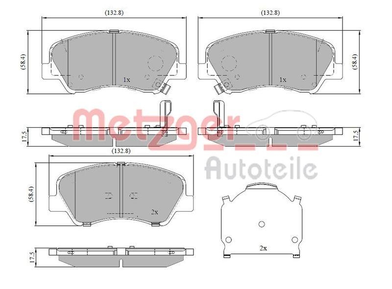 METZGER 1170918 Bremsbelagsatz, Scheibenbremse WVA 22 227