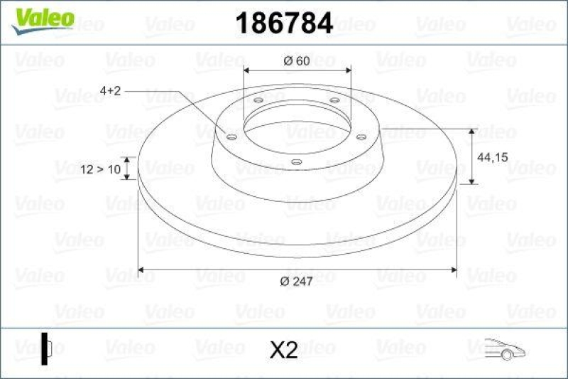 VALEO 186784 Bremsscheibe