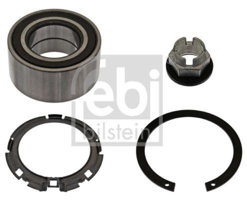 FEBI BILSTEIN 23253 Radlagersatz mit ABS-Impulsring, Achsmutter und Sicherungsring für Renault