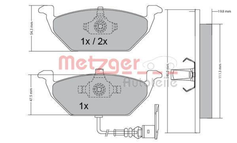 METZGER 1170002 Bremsbelagsatz, Scheibenbremse WVA 23 131