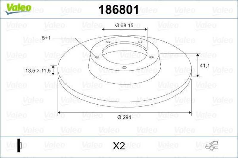 VALEO 186801 Bremsscheibe