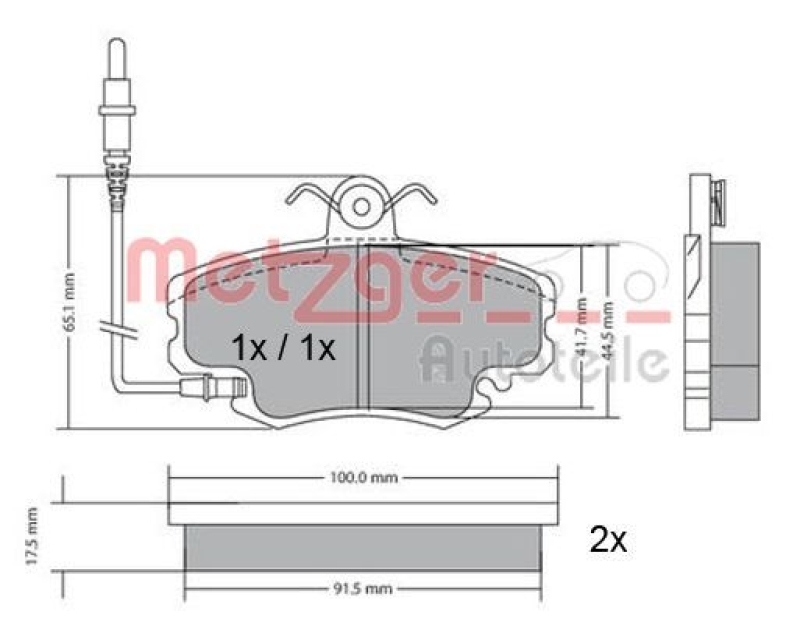 METZGER 1170009 Bremsbelagsatz, Scheibenbremse WVA 21 463