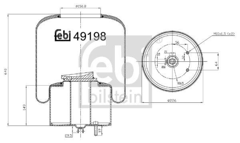 FEBI BILSTEIN 49198 Luftfederbalg mit Stahlkolben für Volvo