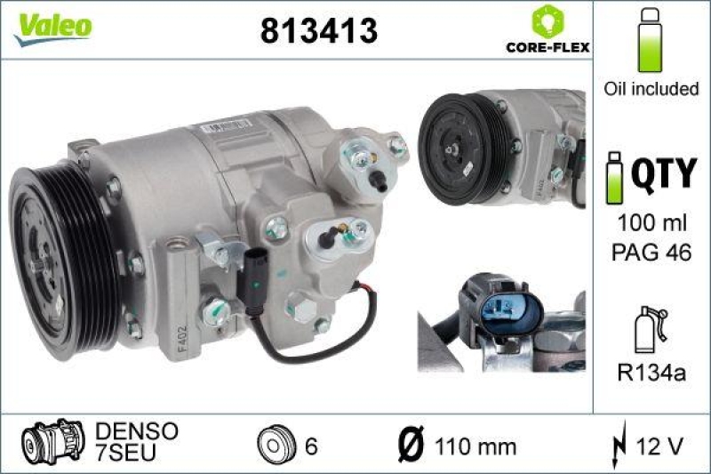 VALEO 813413 Kompressor BMW Serie 5, Serie 6, Serie 7